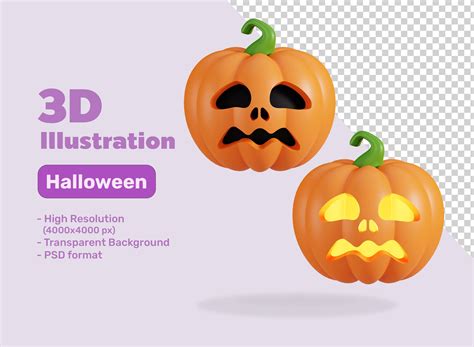 Premium Psd Halloween Pumpkin Face Lantern Cute Icon 3d Render