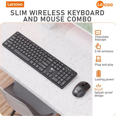 Jual Lenovo Lecoo Keyboard Mouse Wireless Combo Standard Layout 109