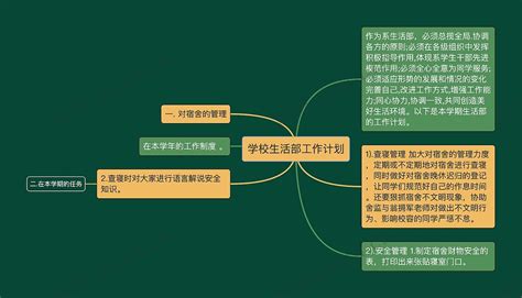 学校生活部工作计划思维导图编号c3360827 Treemind树图