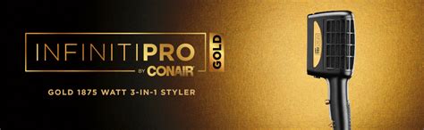 Infiniti Pro By Conair Gold 1875 Watt 3 In 1 Styler Hair Dryer 3 Attachments To Detangle