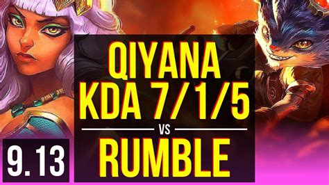 Qiyana Vs Rumble Mid Early Solo Kills Kda Godlike Korea