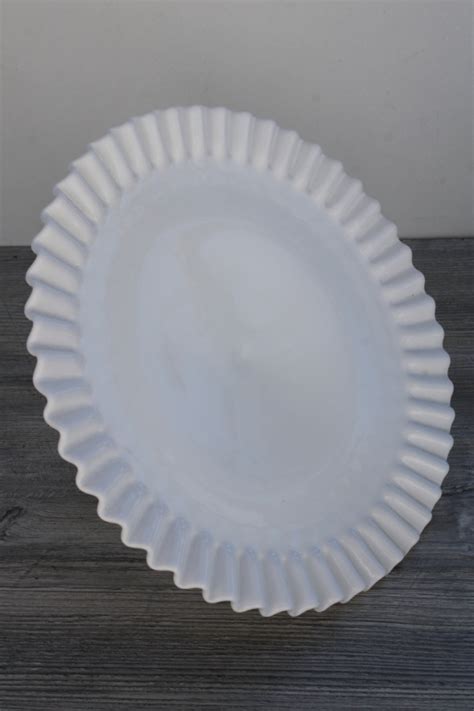 Vintage Fenton Hobnail Milk Glass Cake Stand Large Pedestal Plate