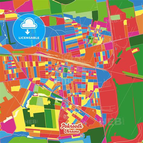 Pokrovsk, Donetsk Oblast, Ukraine Crazy Colorful Street Map Poster Template - HEBSTREITS