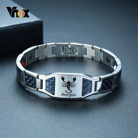 Vnox Men S Free Custom Engraving Info Logo Bracelet With Blue Carbon