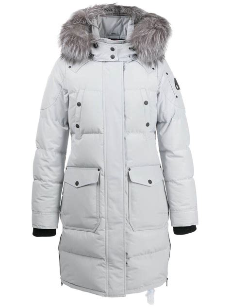 Moose Knuckles Concealed Midi Padded Coat Grey Editorialist