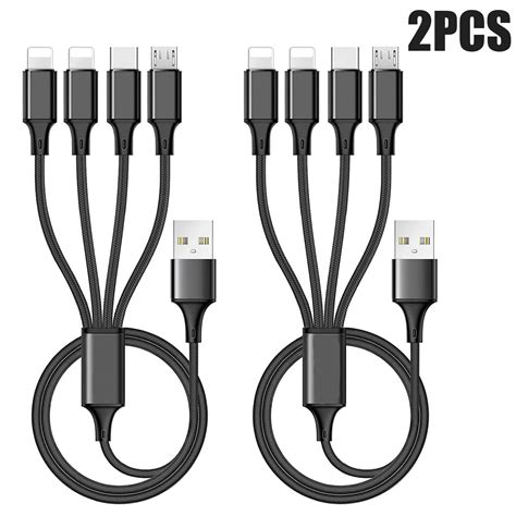 2pcs Multi Charging Cable Multi Charger Cable 2pack 4ft Nylon Braided