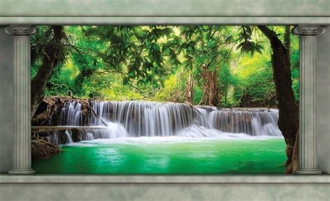 Waterfall River Tropical Blue Lagoon Wall Mural Photo Wallpaper Giant