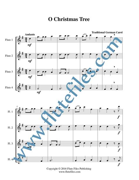 O Christmas Tree Flute Quartet Flute Files Publishing