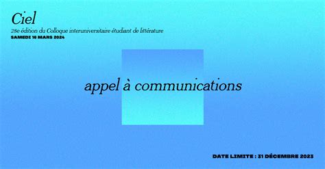 Appel Communication Pour Le E Colloque Interuniversitaire Tudiant