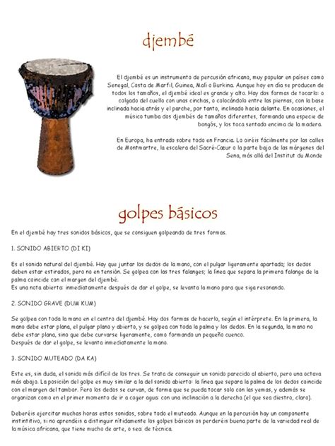 El Djembé Es Un Instrumento De Percusión Africano Pdf Ritmo Poesía