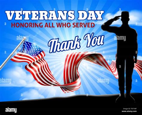 Veterans Day American Flag Soldier Saluting Stock Vector Image & Art ...