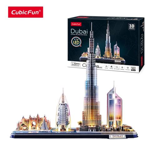 Cubicfun 3D Puzzles LED Dubai Cityline Lighting Building Burj Al Arab