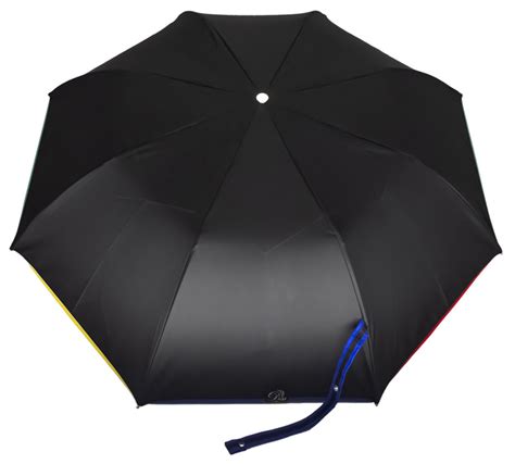 Parapluie Pliant Automatique Noir Biais Multicolore Taille Moyenne