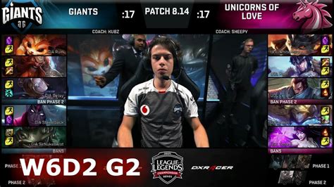 Giants Vs Unicorns Of Love Week 6 Day 2 S8 EU LCS Summer 2018 GIA