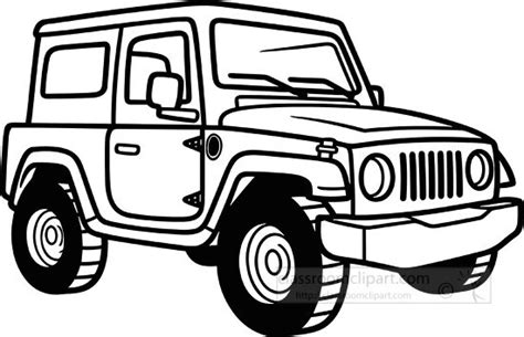 Transportation Outline Clipart Jeep Black Outline