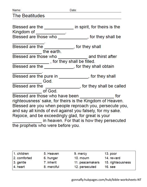 Bible Worksheets New Testament Hubpages