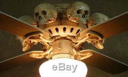 Skeleton Ceiling Fan With Skulls, Halloween Prop, Human Skeletons