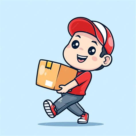 Premium Vector Cute Delivery Man Cartoon Isolated Vector Illustration