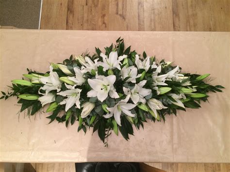 White Lily 4 Funeral Coffin Spray Created By Willow House Flowers