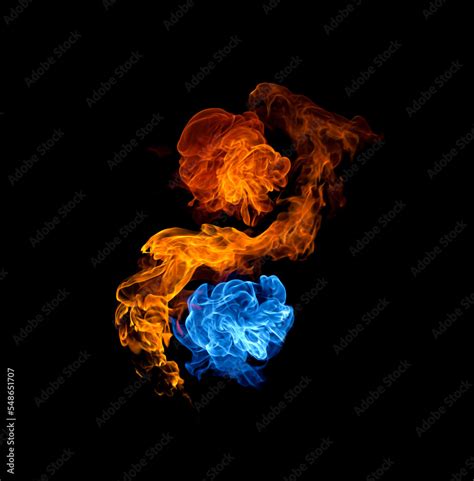 Yin-yang symbol, ice and fire Stock Illustration | Adobe Stock