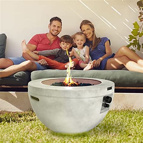 SereneLife Concrete Outdoor Propane Fire Pit Table CSA ETL Certified