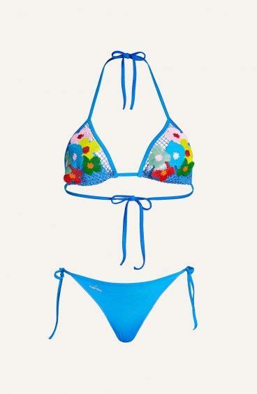 Bikini Tri Ngulo Braguitas Acolchadas Lazos Bordado Perlas Talla L