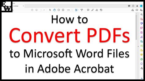 How To Convert Pdfs To Microsoft Word Files In Adobe Acrobat Youtube