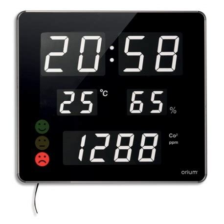 ORIUM Horloge et mesureur de CO2 Affichage Led Température et taux d