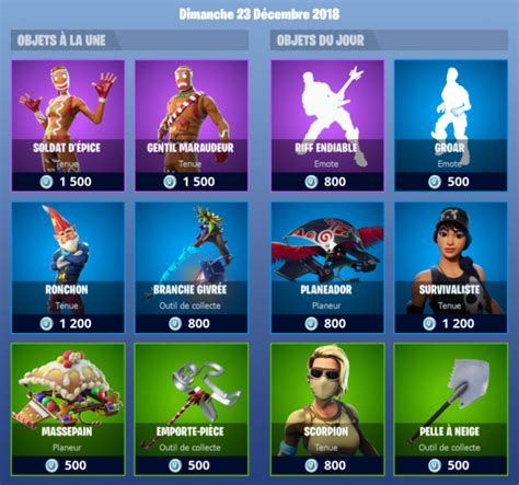 Boutique Fortnite du 23 décembre Millenium