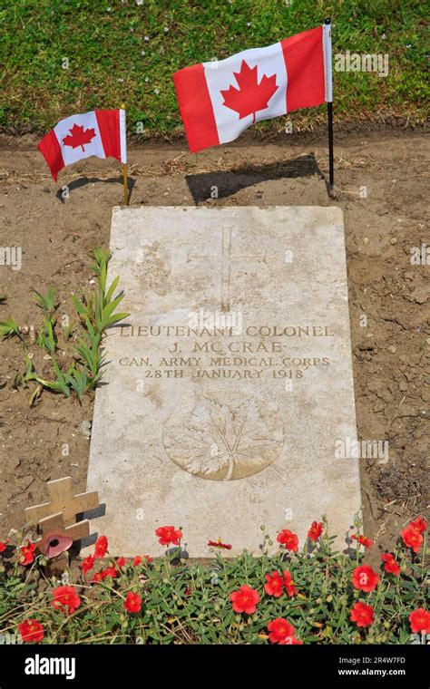 Grave Of Canadian Lieutenant Colonel John Mccrae Author Of