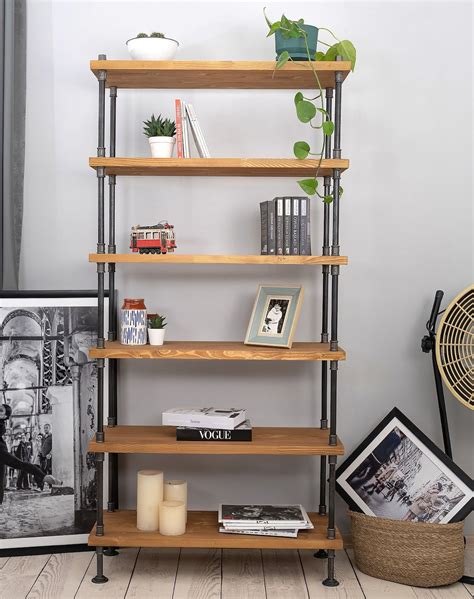 Metal Bookcase, Industrial Bookcase,wood Shelves, Extra Storage Shelf, Iron Pipe Frame, Modern ...