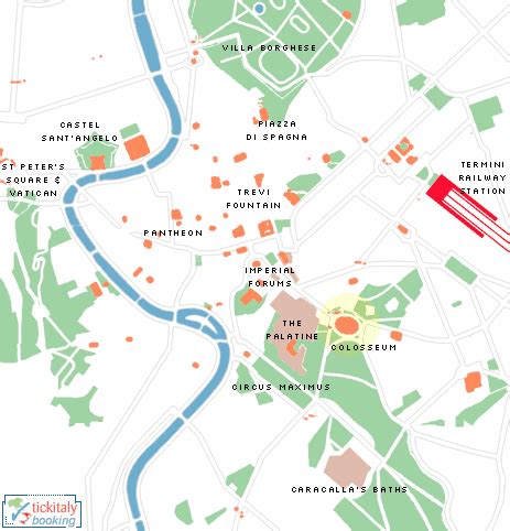 Map showing the location of the Colosseum, Rome, Italy