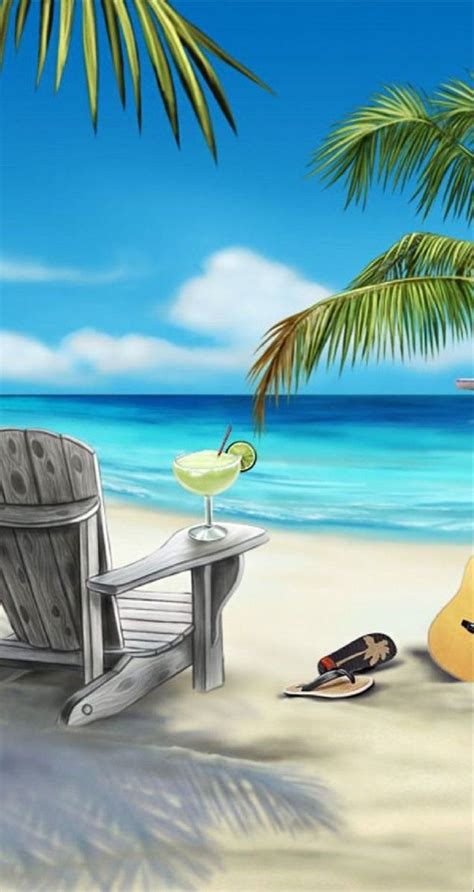 Two Chairs And A Guitar On The Beach