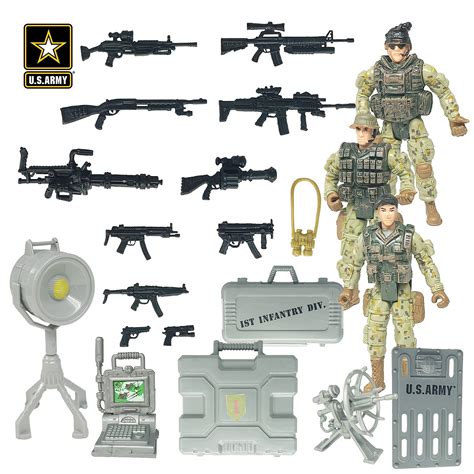 United States Army Recon Platoon Playset with 3 Military Action Figures ...