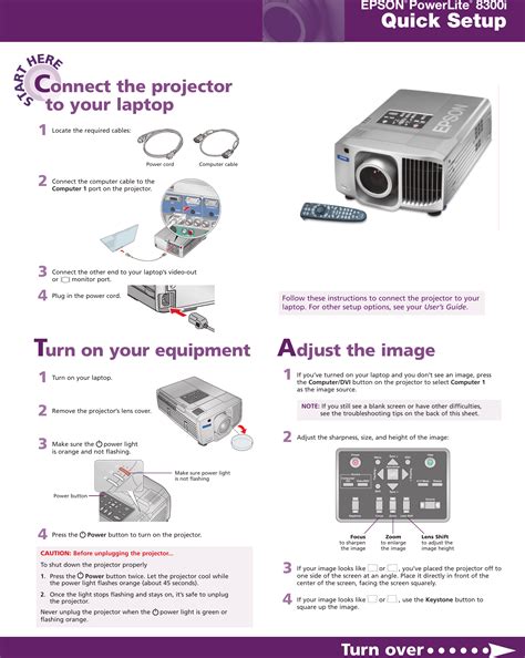 Epson Powerlite 8300I Quick Start Manual 8300 Series