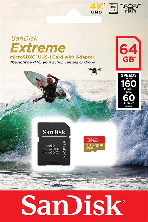 Spominska Kartica Micro SDXC 64GB C10 U3 V30 A1 UHS I Adapter SanDisk