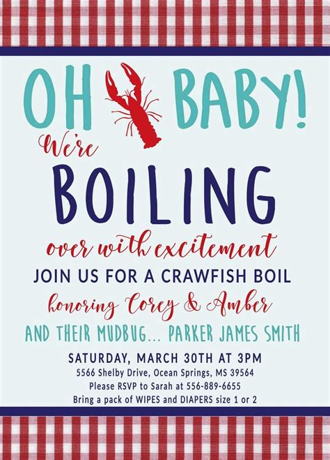 Crawfish Boil Baby Shower Invitation Printabledigital Etsy