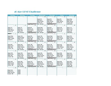 40 Day Lent Fitness Challenge