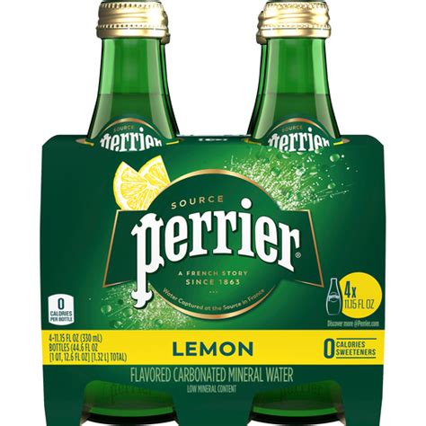 Perrier Lemon Flavored Sparkling Water 1115 Fl Oz Glass Bottles 4