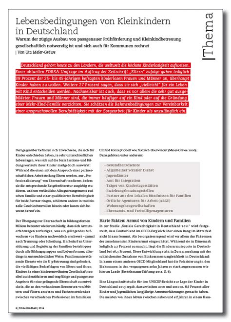 Frühe Kindheit Lebensbedingungen von Kleinkindern in Deutschland