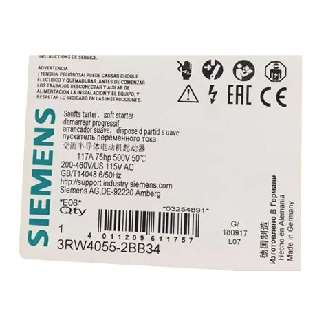 Nuevo En Stock Siemens Arrancador Suave 3RW4055 2BB34 Siemens Soft