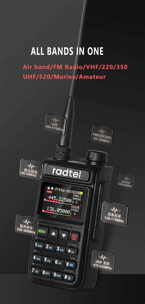 Radtel RT-890 Full Band Ham Two-Way Radio 999 CH Walkie Talkie AM ...