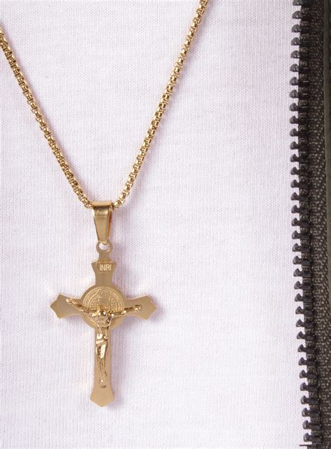 Small Gold Crucifix Mens Necklace — We Are All Smith Mens Jewelry