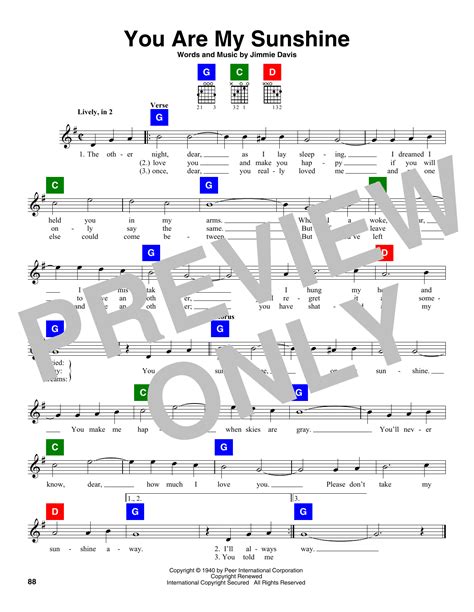 You Are My Sunshine By Jimmie Davis Sheet Music For Chordbuddy At Sheet