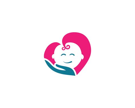 Cute Baby For Baby Shop Vector Icon Logo Design With Love Symbol