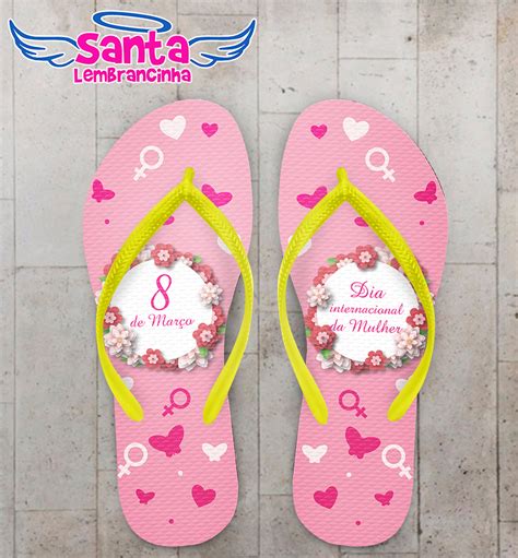 Chinelo Dia Da Mulher - Chinelo Dia da Mulher Personalizado com Flores COD 9140
