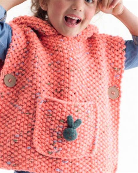 Modèle poncho à capuche Enfant Poncho de trico infantil Roupas de