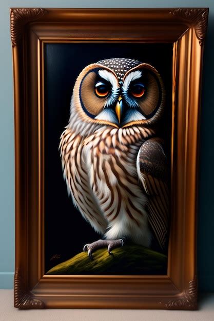 Premium AI Image | A painting of an owl with a gold frame that says'the owl