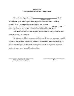 Fillable Online Web Saumag Affidavit For Use Of Alternate