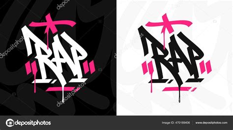 Hand Written Hip Hop Urban Graffiti Style Word Rap Vector Illustration